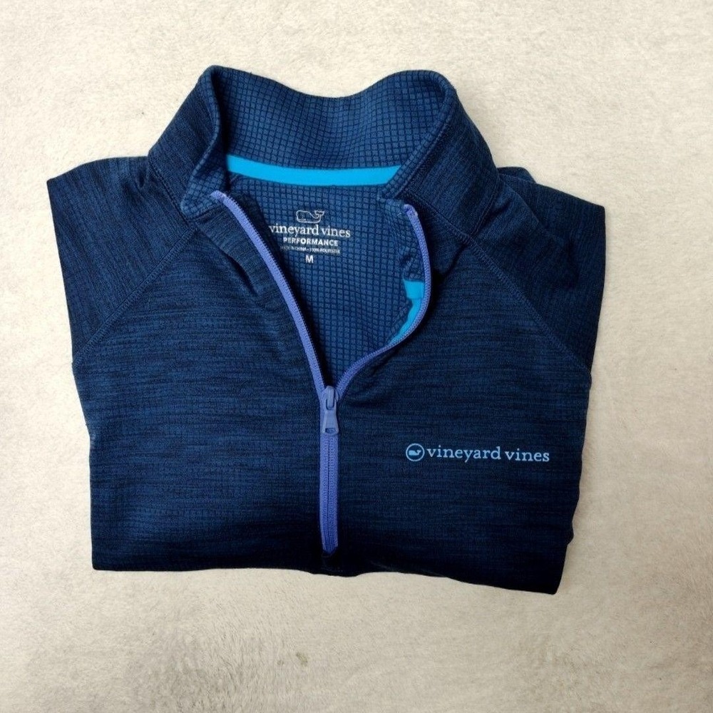 Vineyard Vines Sweatshirt Mens M Blue Golf 1/4 Zip Pullover Performance Knit